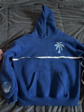 Blue Palm Graphic Pullover Hoodie
